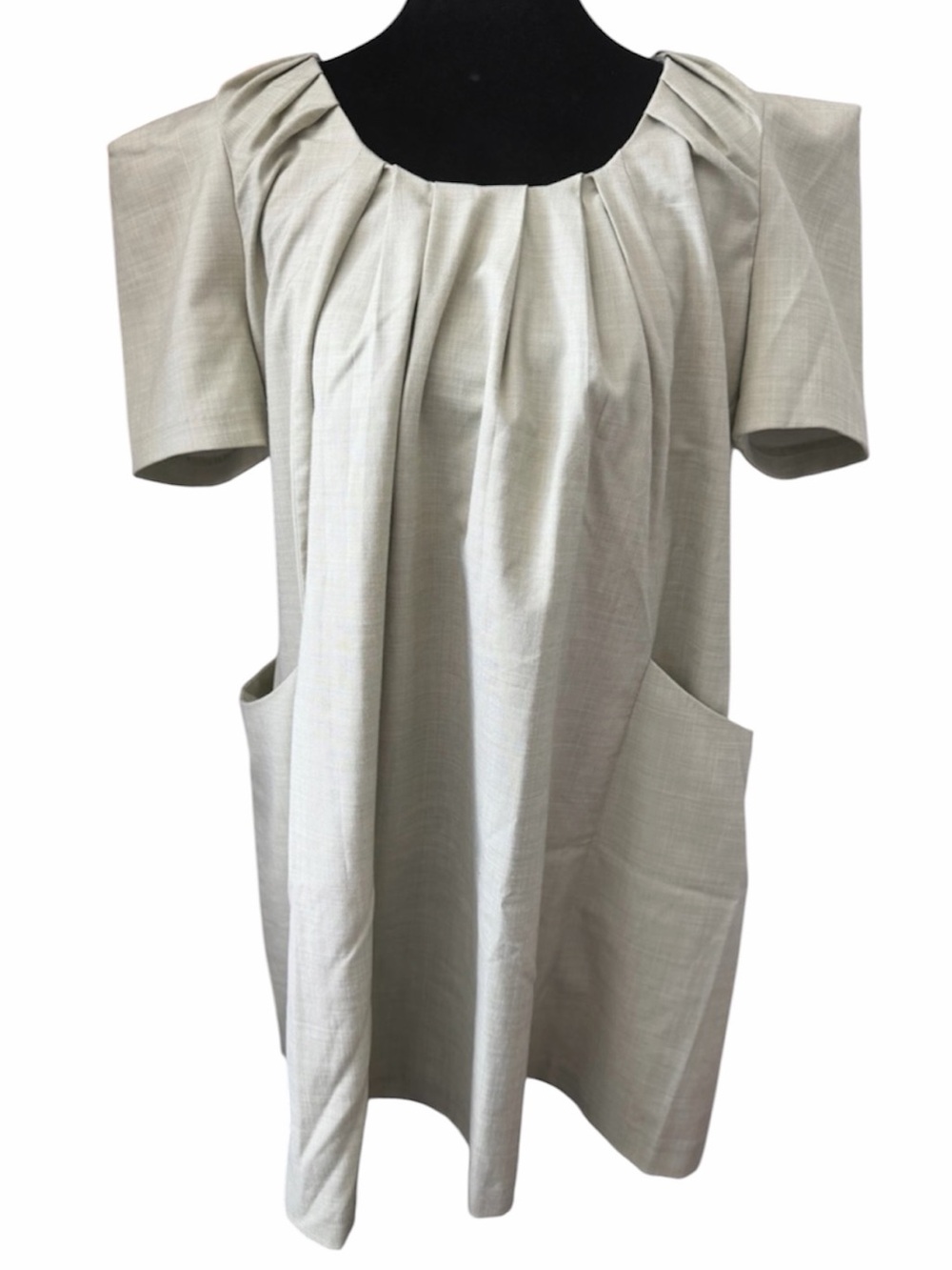 The Attico Join Us Upstairs Light Sage Pleated Pocket Tunic Dress Size S
